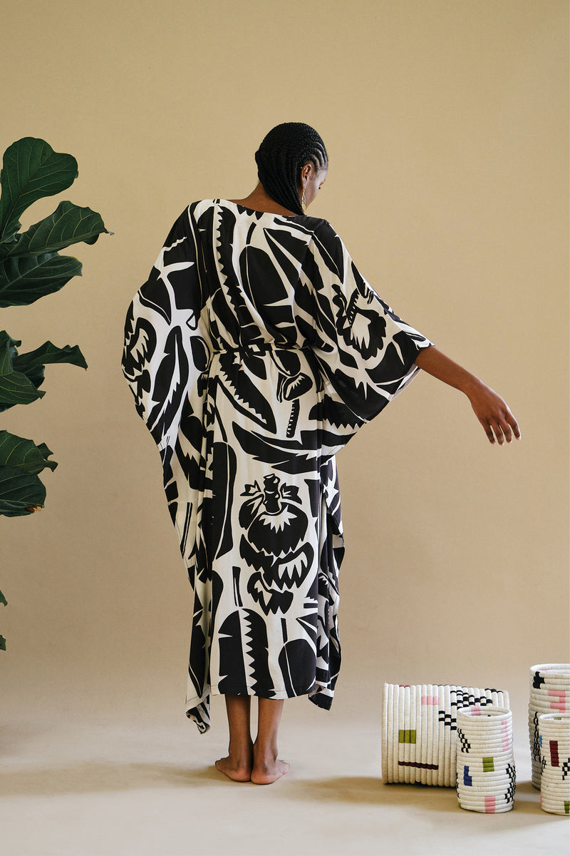 Boubou Dress - Banana Leaf Print Mille Collines Boubou Dress - Banana Leaf Print Mille Collines