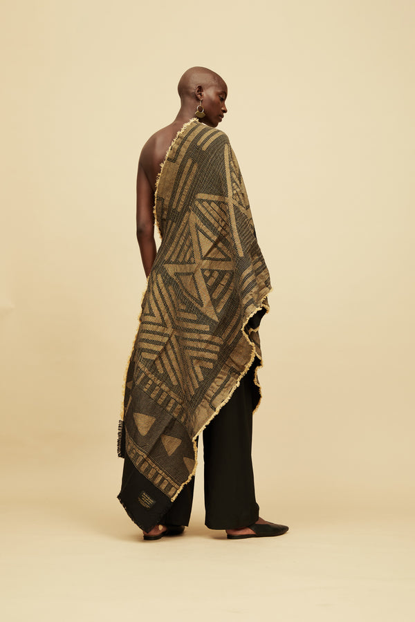 black/gold women's shawl wrap