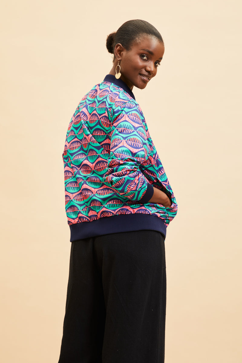 Reversible Unisex Akazi Bomber - Palm/Watermelon