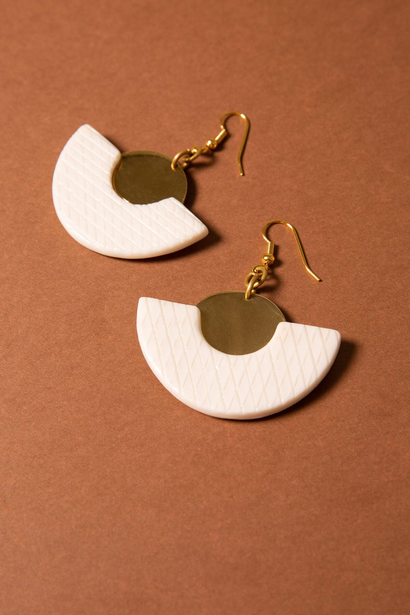 handmade brass and porcelain earrings